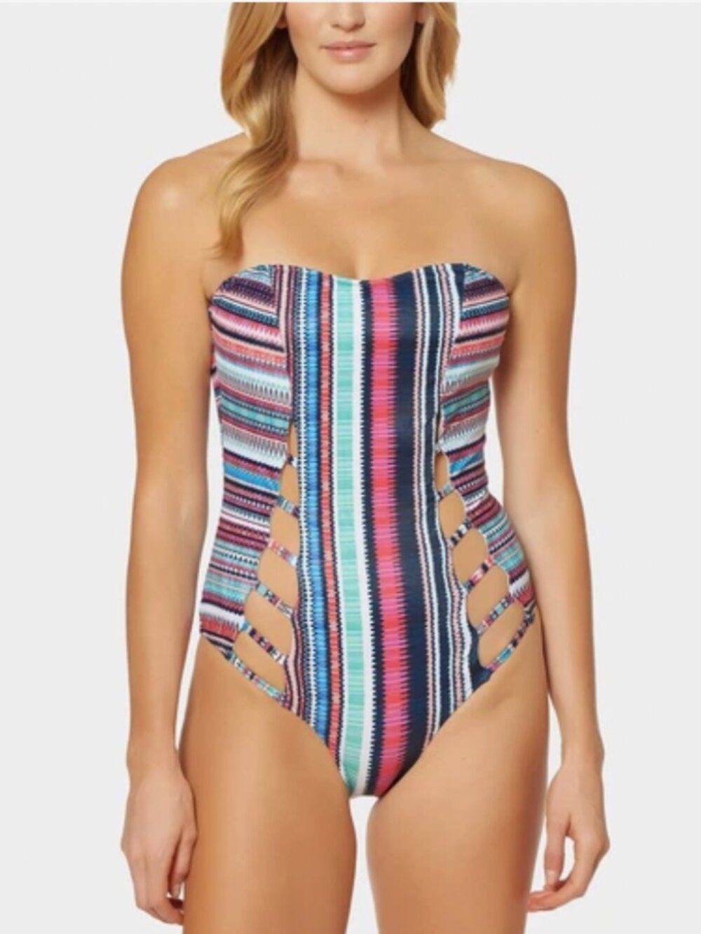 Jessica Simpson multi bandeau one piece swimsuit